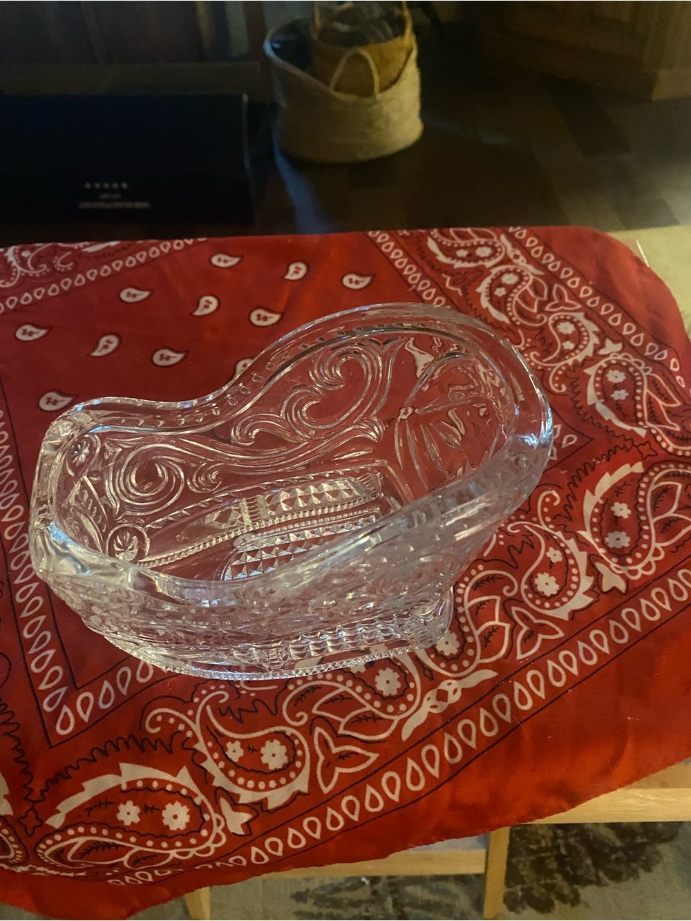 Avon Clear Glass Sleigh Candy Dish - Picture 2 of 2